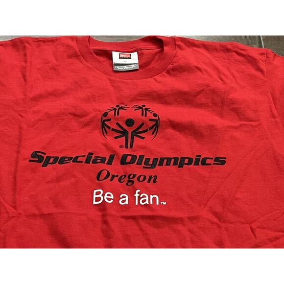 Vintage Nike Mens Red Special Olympics Oregon Be A Fan T-shirt Size M MEDIUM - Picture 5 of 9